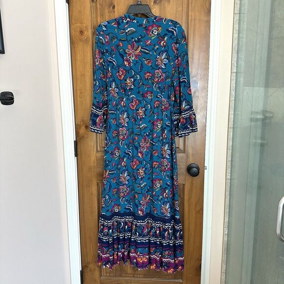 Soft Surroundings Maxi Dress XS Multicolor Floral Tiered Flowy Boho Pullover - Picture 3 of 6